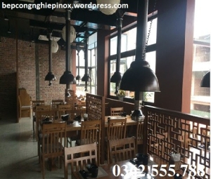 ống hút khói có chao đèn màu nâu cafe tại Quảng Ninh